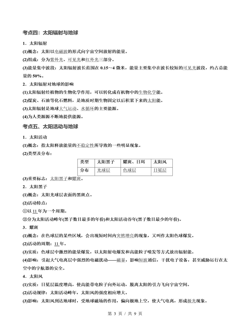 高中地理 | 高一上期中考点梳理知识清单湘教版插图高中考点专项3