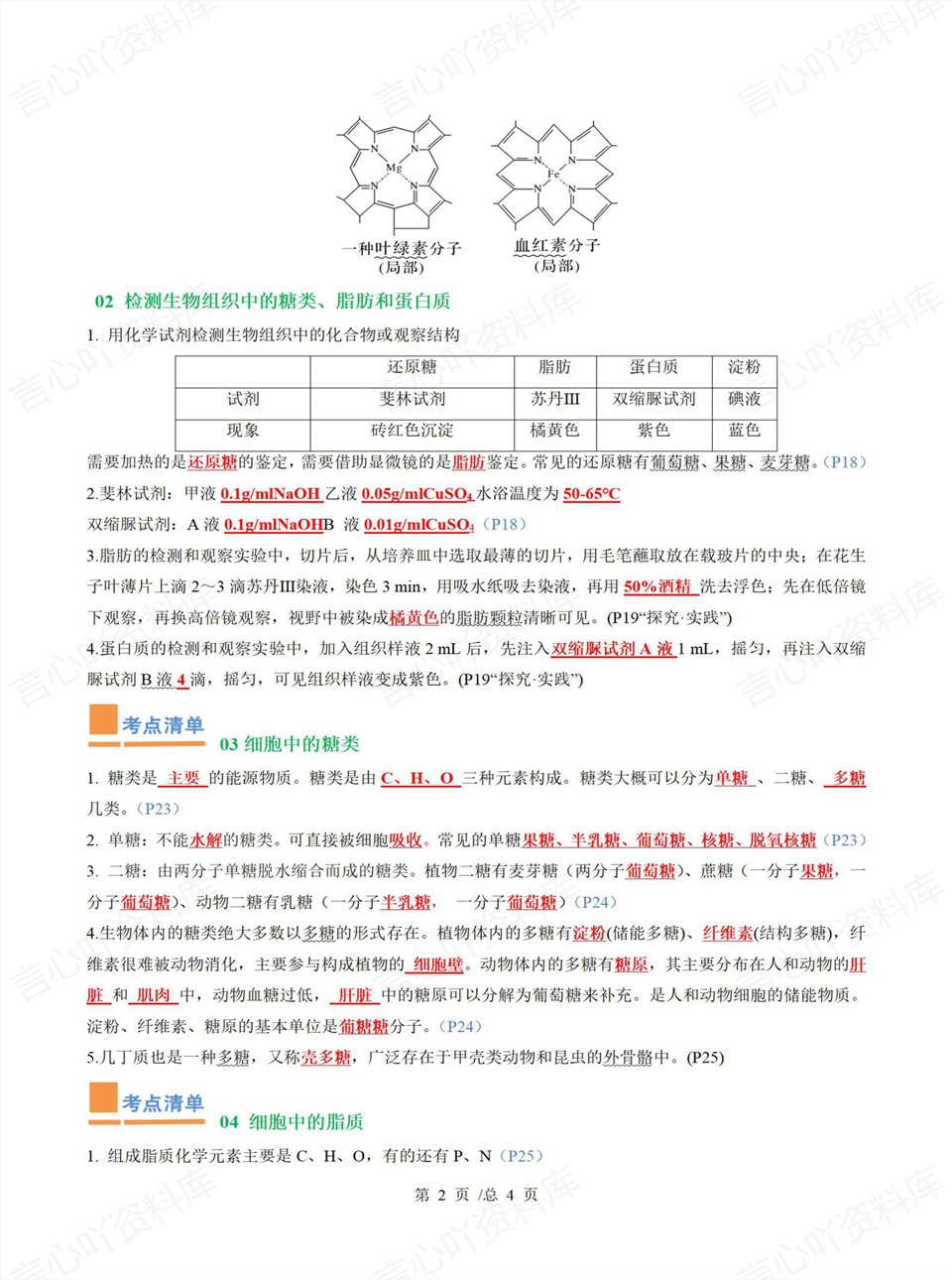 高中生物 | 高一上期中考点梳理知识清单人教版插图高中考点专项4