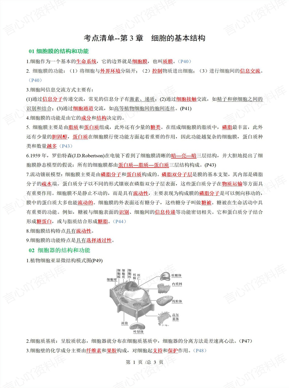 高中生物 | 高一上期中考点梳理知识清单人教版插图高中考点专项5